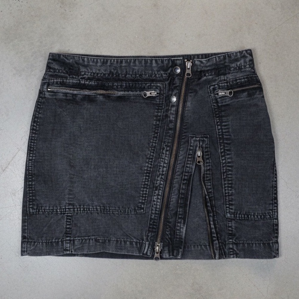 Free‎ People Y2K Cargo Mini Skirt Retro Utility Zip Stone Washed Black size 2